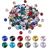 PH PandaHall 192PCS 12 Colors Rhinestone Cabochons 10mm Diamond Shape Shiny Stones Round Faceted Crystal Gems Shiny Pointed Back Glass Bead Bulk for DIY Jewelry Making Earring Dress Embellishment