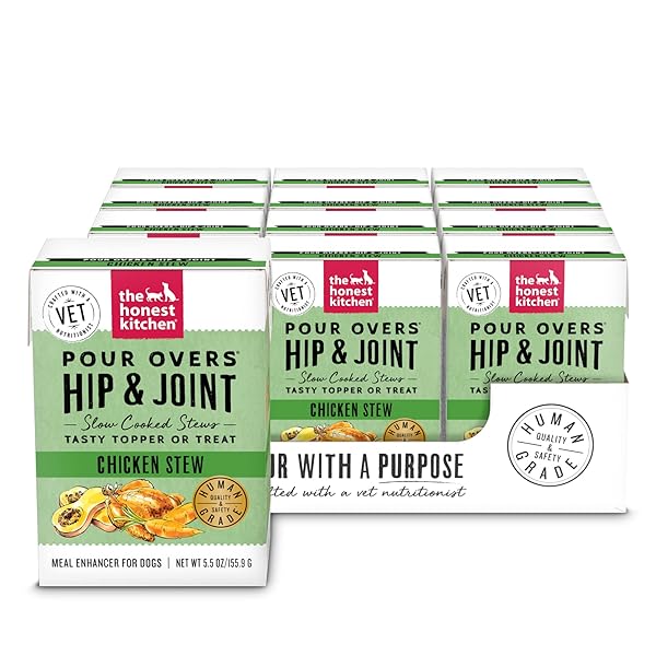 THE HONEST KITCHEN HUMAN GRADE FUNCTIONAL POUR OVERS: HIP & JOINT SUPPORT – CHICKEN STEW DOG FOOD TOPPER, 5.5 OZ X12