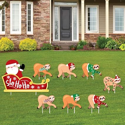 Amazon Com Big Dot Of Happiness Sloth Christmas Santa Sleigh