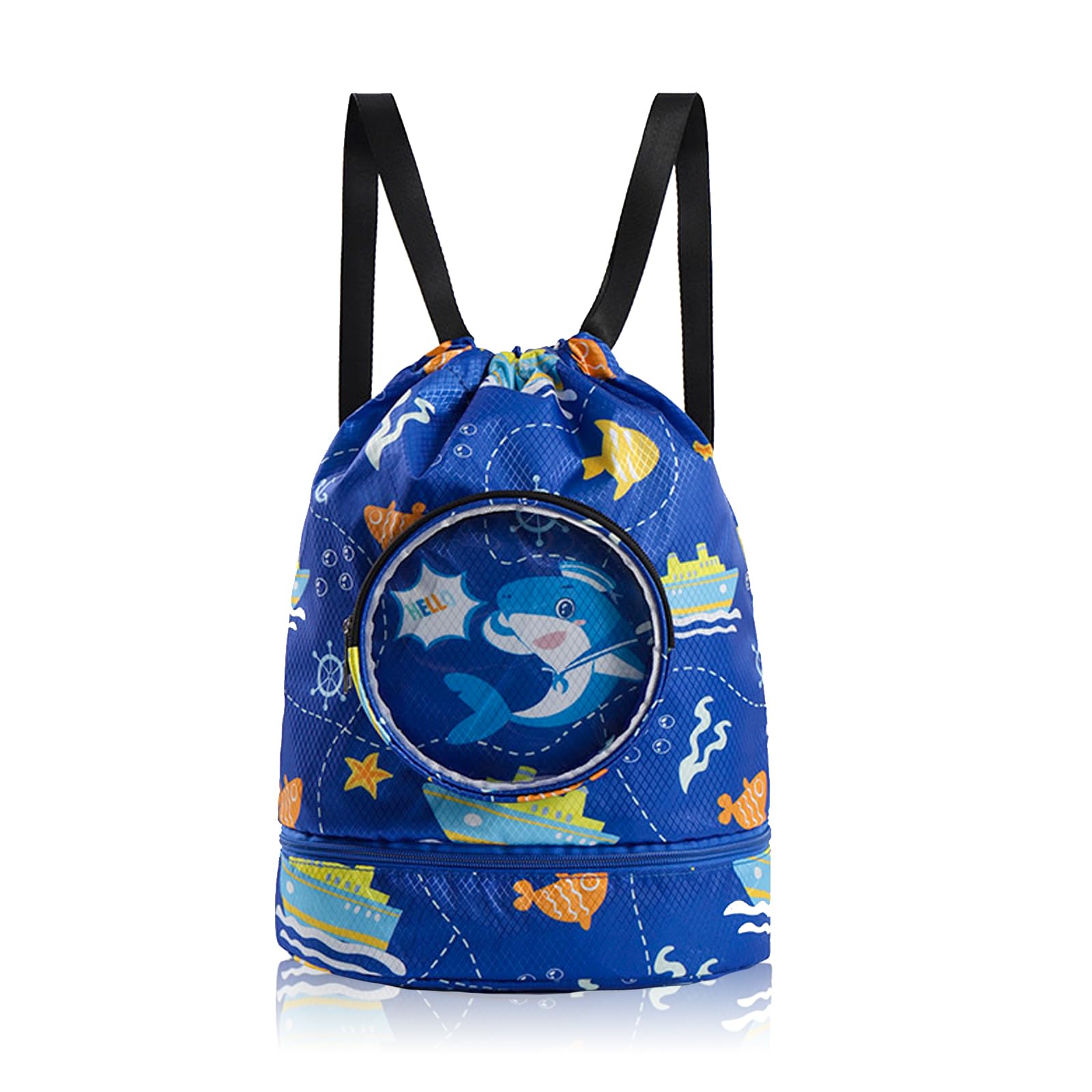 Cosysparks Kids Swimming Bag, Dry-Wet Separation Drawstring Swimming Bags with Shoe Compartment Kids Drawstring Bag Waterproof Swim Bags for Kids PE Bags Kid Beach Bag for Boys Girls (Style 2)