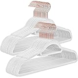 SONGMICS Velvet Hangers, Set of 30 Clothes Hanger with Rose Gold Swivel Hook, Non-Slip, and Space-Saving, 0.2-Inch Thick, 17.
