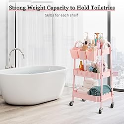 Danpinera 3-Tier Rolling Cart, Metal Storage Cart