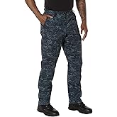 Rothco Tactical BDU Pants – Rugged Cargo Outdoor Hiking EDC Work Uniform, Midnight Digital Camo, L
