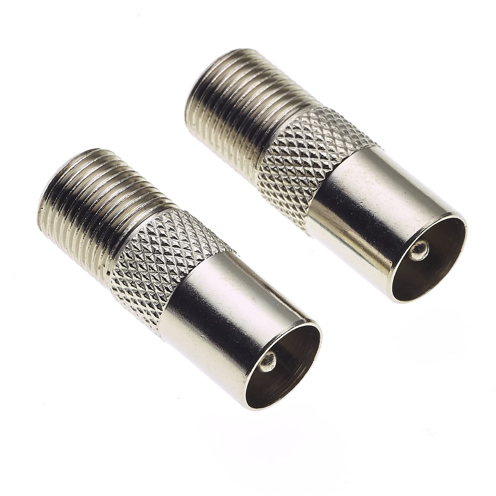 Keple TV Coaxial Plug To F Type Socket Adaptor, Pack of 2 - Barrel Connector Coupler