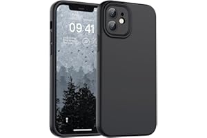 SUPFINE Designed for iPhone 12 Case,Premium Liquid Silicone with [Soft Anti-Scratch Microfiber Lining][Upgraded Camera Protection] Slim Shockproof Protective Phone Case for Men Women Girls,Black