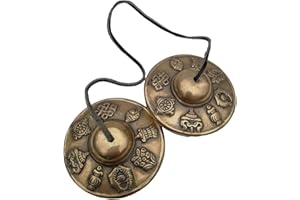 WingPower Tibetan Handmade Yoga Meditation Om Tingsha Bell Chimes Cymbal Set (2.6", 8 Lucky Symbols) Buddhist Bell - Yoga/Spiritual/Buddhist/Chimes/Hand percussion instrument/Home Decor Gift Set
