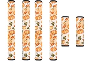 Garucesta Refrigerator Door Handle Covers Set of 6 Kitchen Electrical Appliance Decor Handles Keep Clean Anti-Slip Refrigerator Accessories Home Decor, Pumpkin Leaves Autumn Thanksgiving Orange
