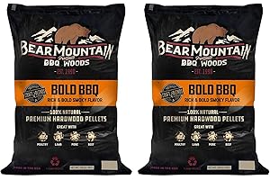 BEAR MOUNTAIN PREMIUM BBQ WOODS Bear Mountain 2 Pack All Natural Wood Pellets for Smoker, Grill & BBQ, 20 Lbs, Bold