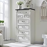 Aitjunz Farmhouse 7 Drawers Dresser for Bedroom, 57" Tall Dressers & Chests of Drawers w/Roman Column, Large Storage Dressers Organizer for Bedroom, Hallway, Living Room, White