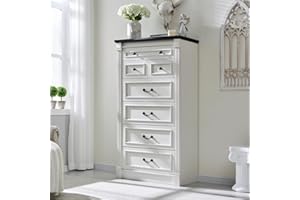 Aitjunz Farmhouse 7 Drawers Dresser for Bedroom, 57" Tall Dressers & Chests of Drawers w/Roman Column, Large Storage Dressers Organizer for Bedroom, Hallway, Living Room, White
