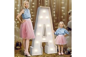 TEEBLOOM 4FT Marquee Light Up Letters A,Party Decoration Large Marquee Light Up Letters with Weighted Water Bag,Pre-cut Foam Board Set Can Be Used for Birthdays,Weddings,Baby Anniversaries