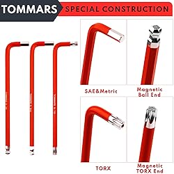 TOMMARS Hex Key Set Magnetic Ball End S2 Steel With