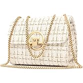 DFJXXX Women Tweed Small Shoulder Bag Handbag and Purse Fashion Ladies Chain Quilted Crossbody Bag Evening Bag Clutch