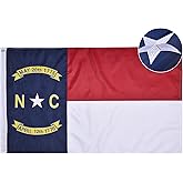 VICDRIA North Carolina State Flag, Heavy Duty 3x5 Ft Full Embroidered Premium Polyester Durable NC Outside Flag with Sewn Stripes and Brass Grommets for Indoor/Outdoor