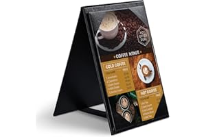 ONLVAN Leather Table Tent Leather Menu Holder Sign Display Black Menu Covers for Cafes Bars or Restaurant for 5×7 inch Menus (1 Pack/5×7 inch)