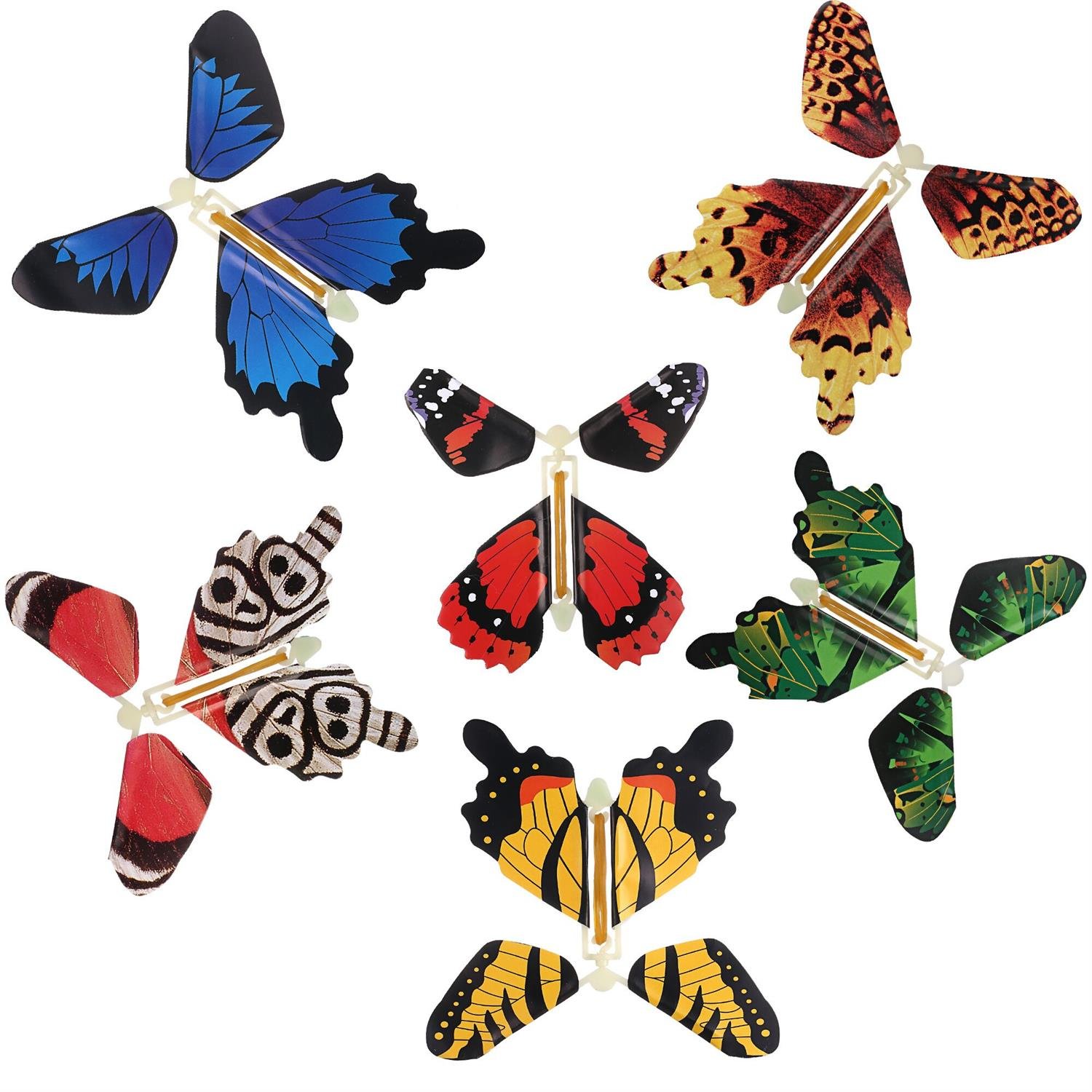 Magic Fairy Flying In The Book Butterfly Rubber Band Powered Wind Up Butterfly Toy Great Surprise Gift 6pc