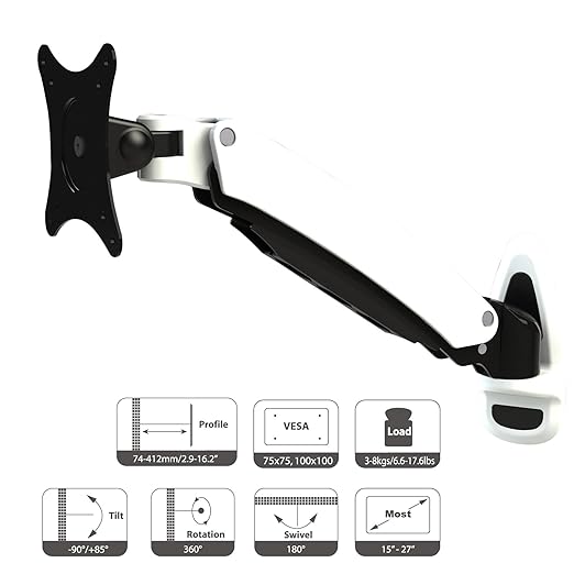 title=HFTEK HF18SW Supporto da parete Supporto da scrivania per Monitor Staffa da