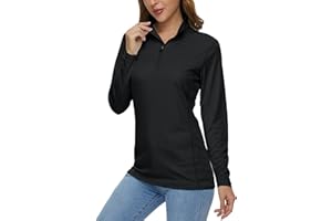 MAGCOMSEN Rash Guard Women Quick Dry Long Sleeve Workout UV Protection T-Shirt 1/4 Zip Up Hiking Athletic Tees Tops