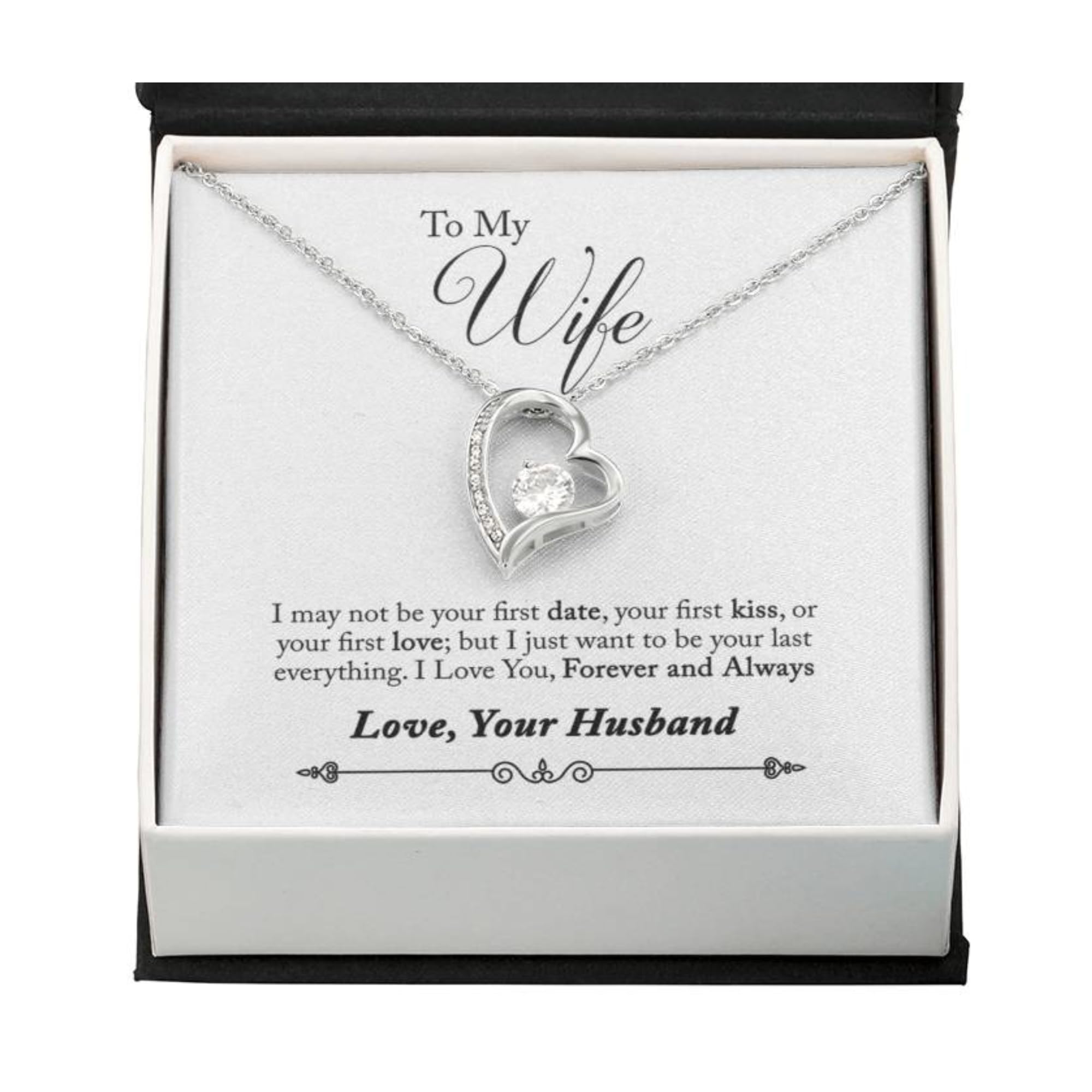 FG Family Gift Mall Gifts For Wife Romantic, Wife Birthday Gift Ideas, To My Smoking Hot Wife Necklace, Necklace For Wife From Husband, Message Card and Gift Box, Stainless Steel, Cubic Zirconia