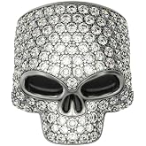 Ssjewel Chino Antrax Ring Iced Out Diamond 925 Silver Skull Decor Ring Skeleton Skull Head Ring Men's Halloween Ring Hip Hop Skull Ring Gothic Jewelry Skull Ring Handmade Biker Ring free gift box
