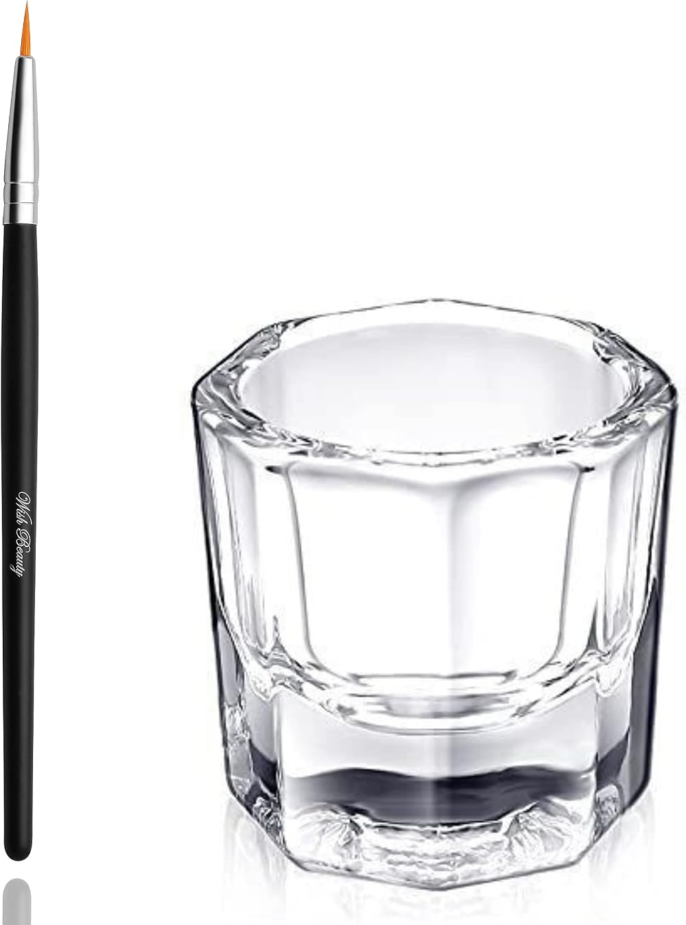 Glamified Crystal Clear Acrylic Liquid Powder Dappen Dish & Tint Brush for