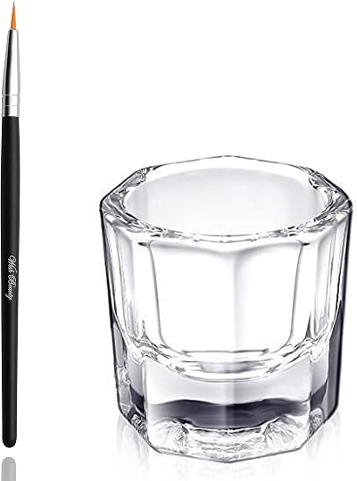 Glamified Crystal Clear Acrylic Liquid Powder Dappen Dish & Tint Brush for