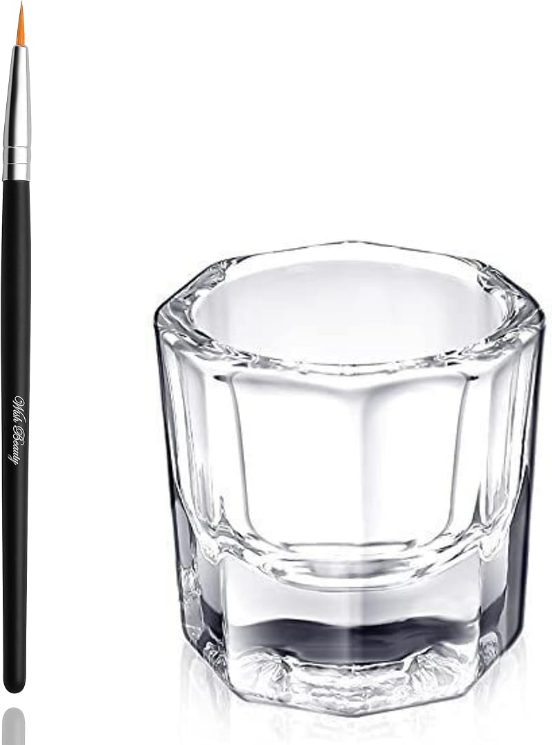 Glamified Crystal Clear Acrylic Liquid Powder Dappen Dish & Tint Brush for