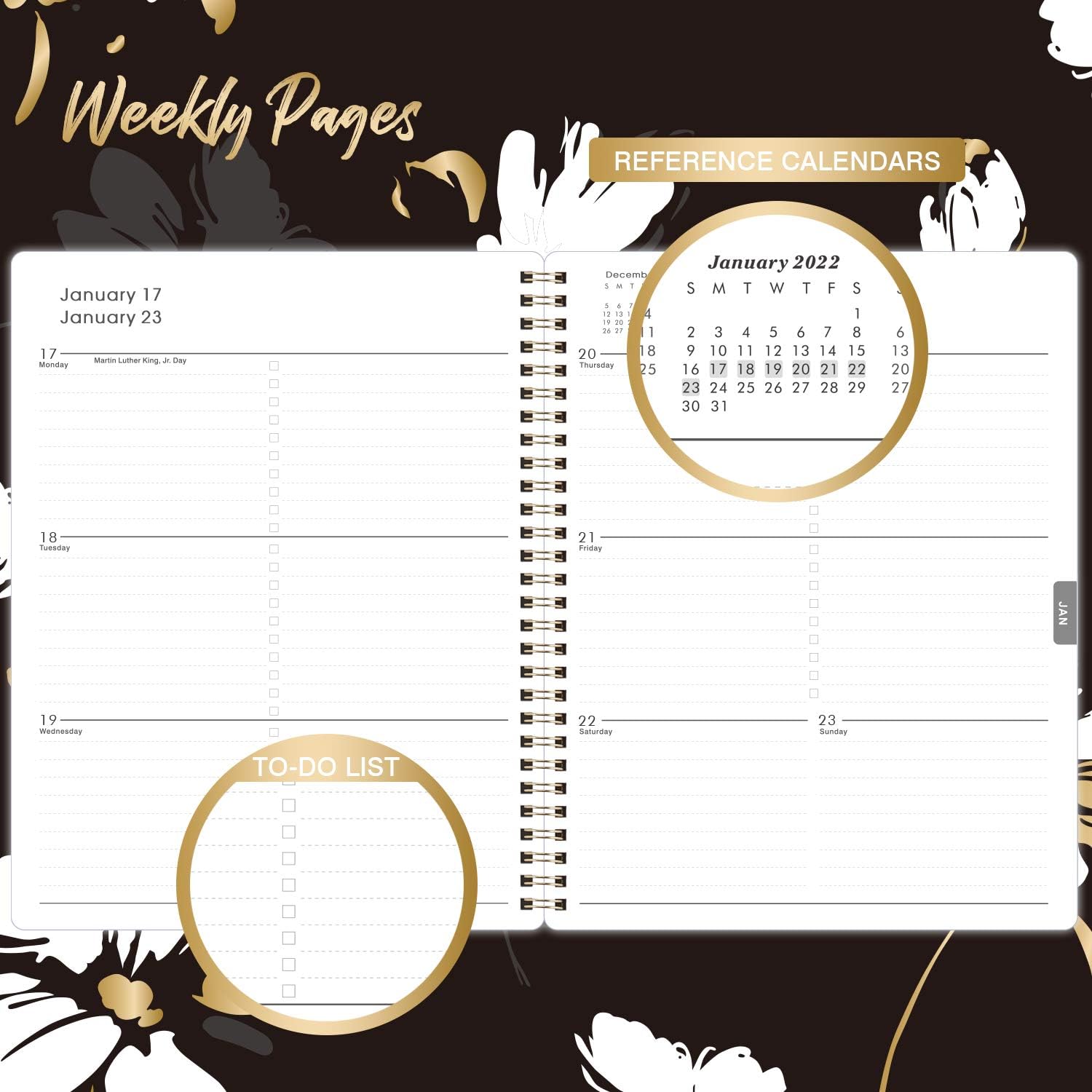 2021-2022 Planner - 2021-2022 Academic Planner from July 2021 to June 2022, 8" x 10" with to Do List, Floral Cover with Twin-Wire Binding, Printed Tabs : Office Products