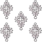 COGCHARGER 5PCS Crosses for Jewelry Making, Brass Cross Charms,Clear Cubic Zirconia Small Crosses for Crafts,Earrings and Jewelry Making