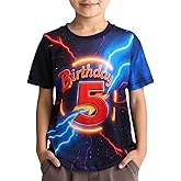Zypynith Birthday Boy Shirt Lightning Design 3-14 Years Birthday Shirts for Boys Kids Party Short Sleeve Tee