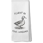shiviody Funny Duck Kitchen Towels - Humorous Country Girl Dish Towels, Retro Duck Bathroom Decor, Rustic Decorative Absorbent Dishcloths Hand Towels for Farmhouse Decor 16x24 Inches