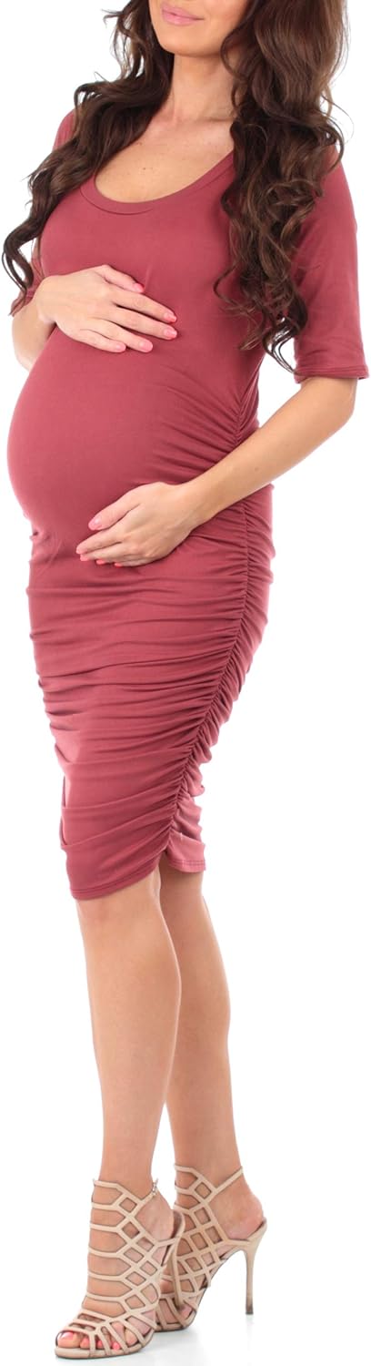 Mother Bee Maternity Ruched Bodycon Maternity Dress for Baby Shower or Casual Wear – Made in USA at  Women’s Clothing store
