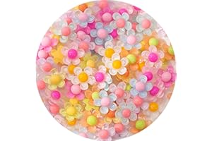Sukiiy 60PCS Flower Resin Embellishments Charms, 3D Flatback Bright Flower Resin Charms Beads Set for Crafts, 3D Flatback Resin Embellishments Charms for Crafts DIY Making, Phone Case, Hair Clip