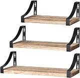 Pipishell 3 Pieces Wall Shelves Wood and Metal Rustic Brown view 9