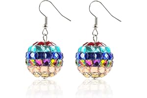 WELEZHU Disco Ball Earrings Rave Renaissance Earrings 60's or 70's Colorful Mirror Ball Earrings Disco Dance Music Party Outfit Accessories for Women