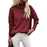 Zeagoo Women's Turtleneck Sweater 2026 Fall Winter Chunky Knitted Pullover High Low Hem Trendy Basic Jumper Top