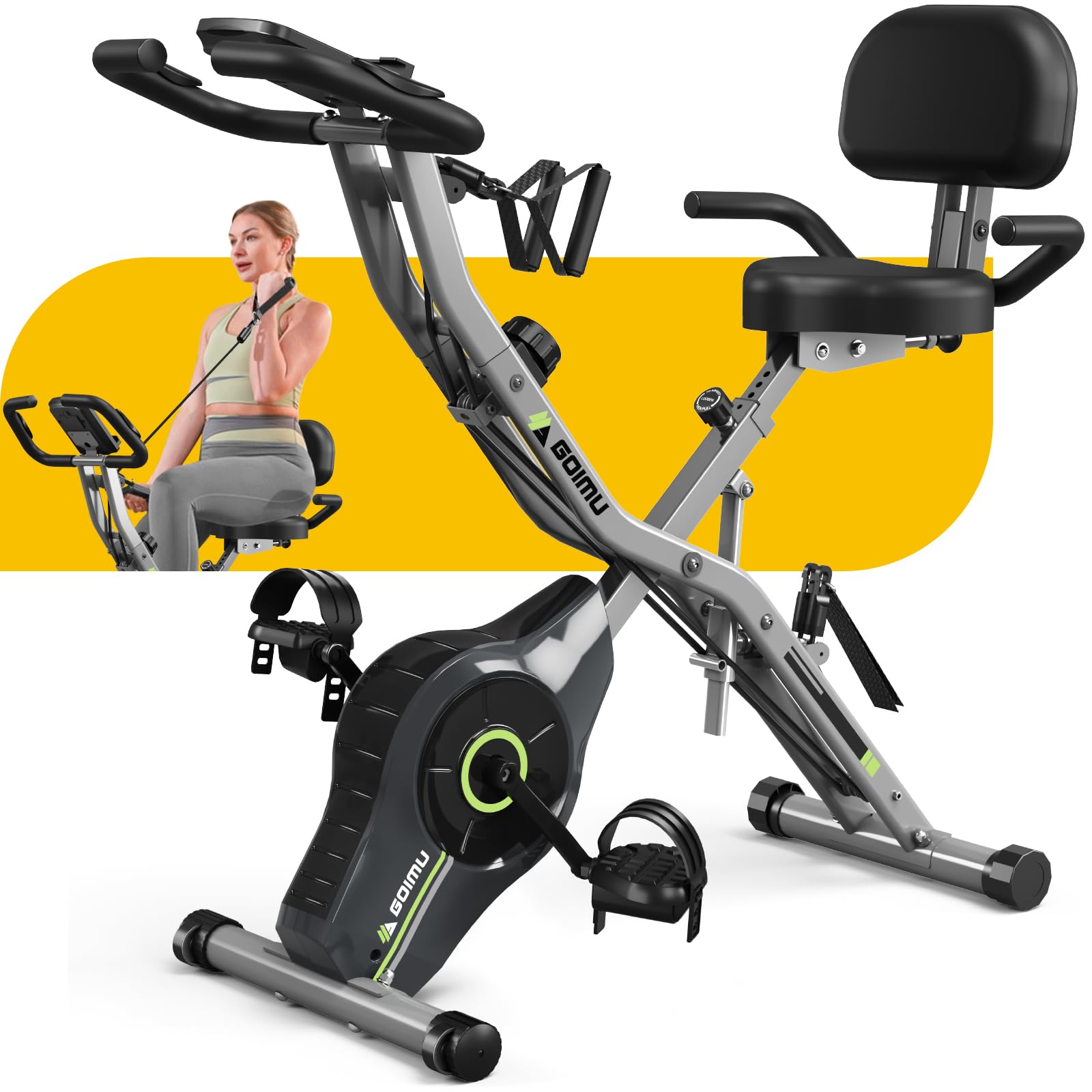 Goimu Exercise Bike, 5 in 1 Foldable Stationary