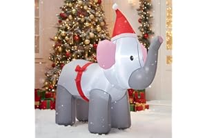 DROFELY 4FT Christmas Inflatables Blow Up Little Elephant Decorations with LED Lights Indoor Outdoor Yard Graden Party Holiday Decor