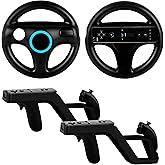 DTianSir 4Pcs Mario Kart Steering Wheels and Zapper Light Gun Compatible with Nintendo Wii/Wii U Remote Controller(Black) [Video Game]