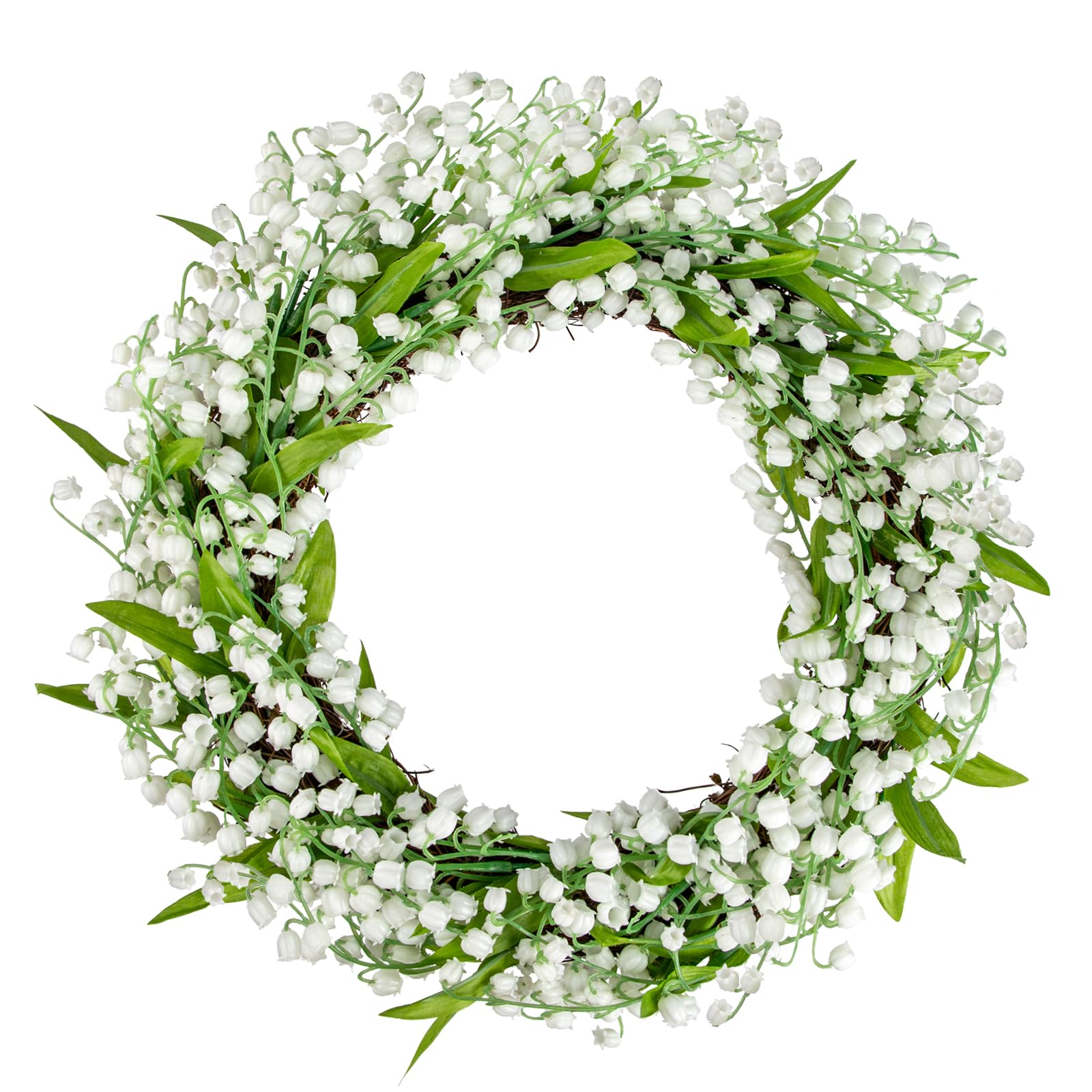 Briful 13.4" Artificial Door Wreath Lily of the Valley Flower Wreath Artificial Plants Front Door Wreath Spring Summer Wreath for Farmhouse Decor Wall Window Festival Décor