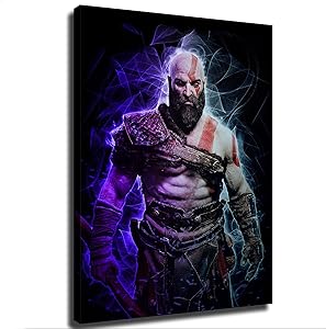 game poster God Of War Poster Picture Art Print Canvas Wall Art Home Living Room Bedroom Decorative Mural (24×32inch-Framed)