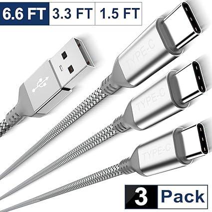 Usb Type C Charger Cable 3 Pack 1 5 3 3 6 6 Ft Nylon Braided Charging Cord Works With Samsung Galaxy Fold Note 9 8 S10 S9 S8 S10e 10 10e Plus Lg V50 - 