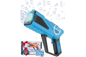 Boerfmo Bubble Gun - Bubble Machine for Kids - Bubbles Blaster with 8-Hole Wands & LED Light, Include Bubble Solution & Batteries - Boys Gifts Toys for Ages 3+ Year Old, Outdoor/Birthday/Party