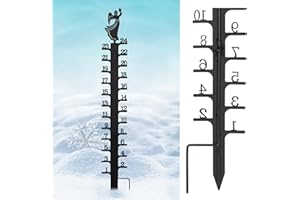 WOORNIGOJIN Snow Gauge Outdoor, 24 Inch Snowfall Measuring Gauge, Handmade Angel Shaped Design Pattern Metal Ruler, Thicken Upgraded Winproof Snowfall Measuring Gauge Snow Ruler for Yard, Lawn, Garden