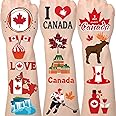 Canada Day Temporary Tattoo Stickers - Lovarywow 200+ Canada Birthday Party Decorations Canada Day Themed Party Favors Supplies Canadian Temporary Tattoos Stickers Gifts for Kids Prizes Rewards