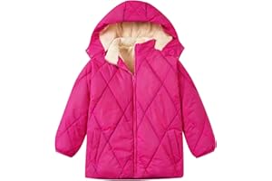 Funnycokid Girls' Winter Coat Sizes 5-12 Puffer Jacket Warm Windproof Waterproof Fleece-Lined Hooded Kids' Outerwear