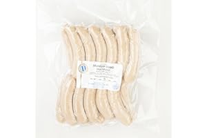 HRVST CHEF'S MARKET Authentic Bavarian Bratwurst Sausage, 10 lb Case, 5 Sausages per lb, Frozen, Traditional German Flavor