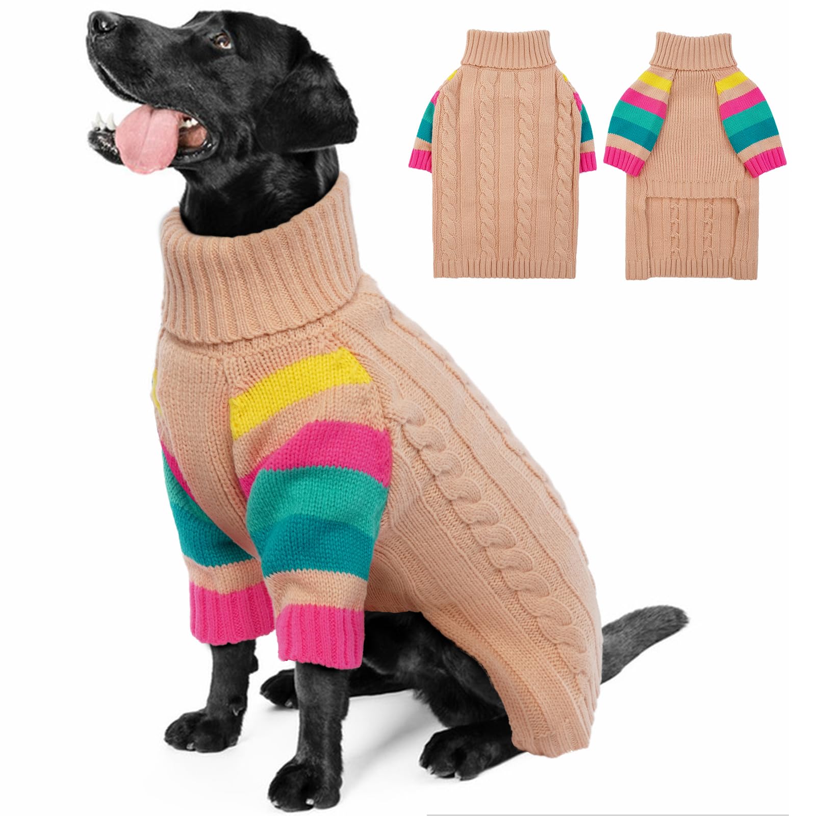OUOBOB Dog Jumper, Large Dog Jumpers for Dogs Girls Boys, Turtleneck Pullover Winter Green Dog Vest, Christmas Dog Outfits, Pet Sweatshirt Apparel Knitwear, Golden Retriever, Labrador, Rottweiler XL — image 1