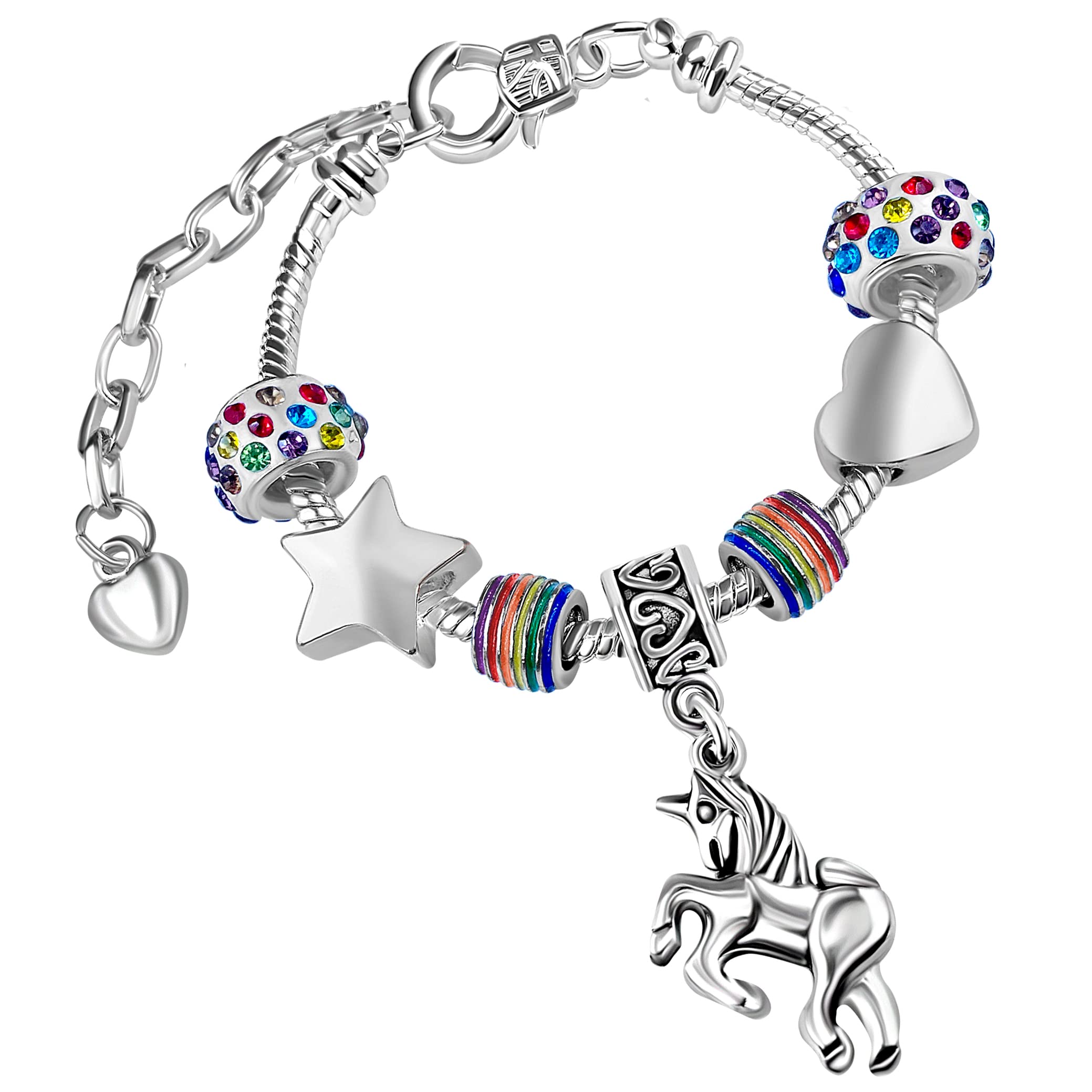 Girls Magical Unicorn Birthday Charm Bracelet with Gift Box
