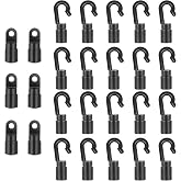 20 Pcs Bungee Shock Cord Hook for 1/4&rdquo; Cord Rope | Terminal Ends Tabbed S Open Cord Hooks End with Straight Hooks for Kayaks